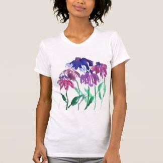 vattenfärgblommaburgundy bukett t shirt