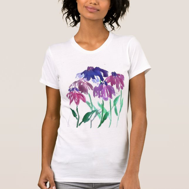 vattenfärgblommaburgundy bukett t shirt (Framsida)