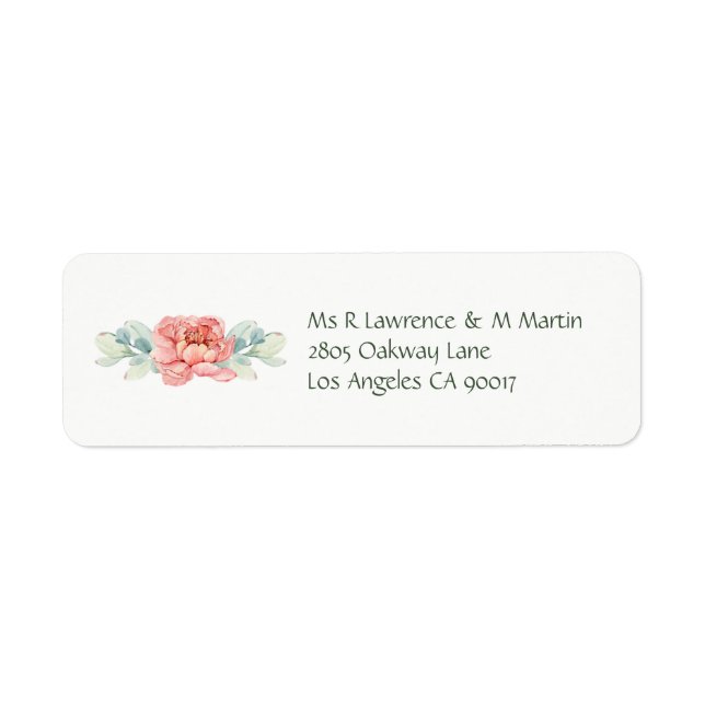Vattenfärgblommiga Returetiketter Returadress Etikett (Framsidan)
