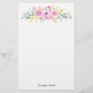 Vattenfärgblommigt Brevpapper