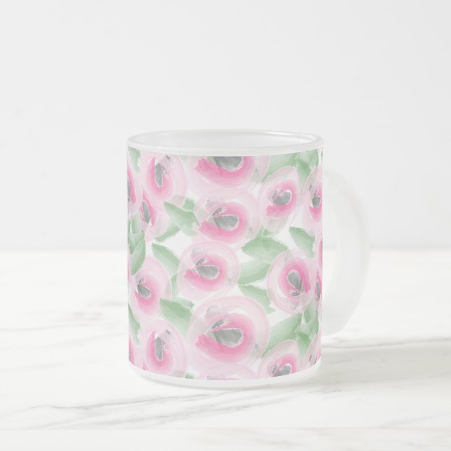 Vattenfärgblommigt Frostad Glasmugg (Framsida höger)