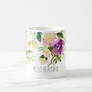 Vattenfärgblommigt Kaffemugg