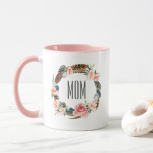 Vattenfärgblommigt med mors dag för fjädrar mugg
