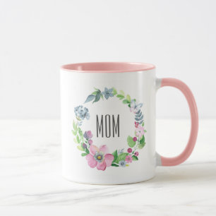 Vattenfärgblommigt & mors dag för fjäril   mugg