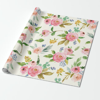 Vattenfärgblommigt som slår in papper presentpapper