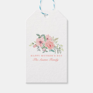 Vattenfärgblommigtmors dag presentetikett