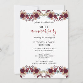 Vattenfärgblommor 50:e årsdagen bröllop inbjudningar