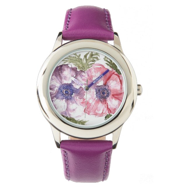Vattenfärgblommor Armbandsur (Framsida)