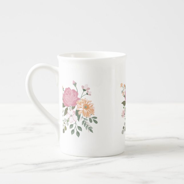 Vattenfärgblommor Benporslin Mugg (Vänster)