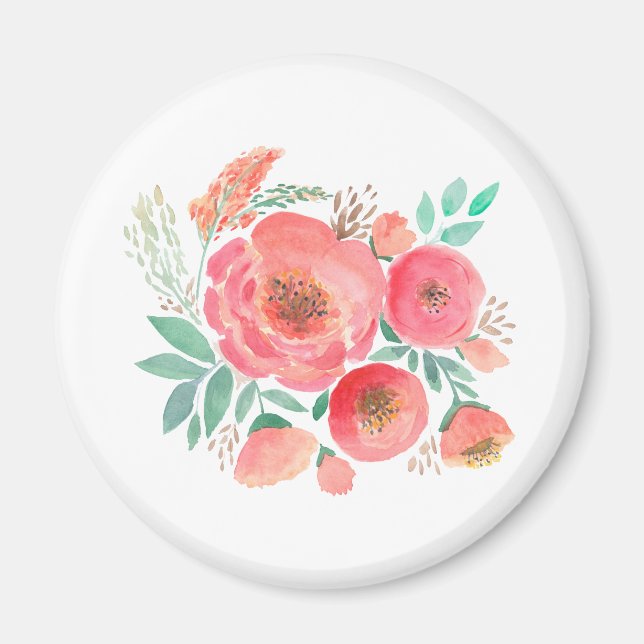 Vattenfärgblommor, bouquet. magnet (Framsidan)