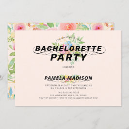 Vattenfärgblommor bouquet och modern typografi inbjudningar