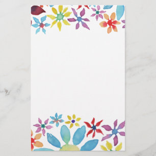 Vattenfärgblommor Brevpapper