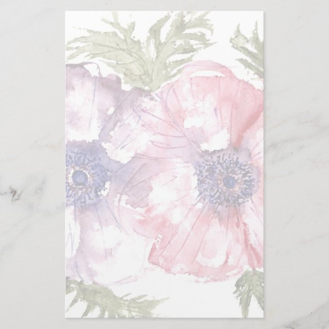 Vattenfärgblommor Brevpapper (Framsida)