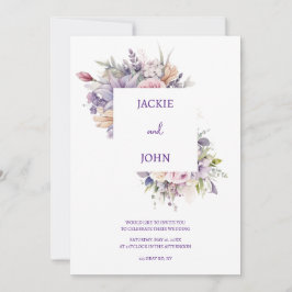 Vattenfärgblommor. Bröllop. Inbjudningar