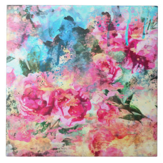 Vattenfärgblommor Ceramic Tile Kakelplatta