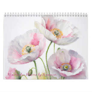 Vattenfärgblommor efter Francoise 12 månader Kalender