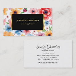 Vattenfärgblommor elegant boho professionell visitkort