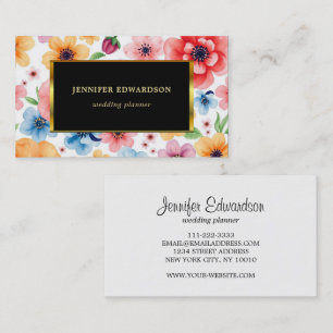 Vattenfärgblommor elegant boho professionell visitkort