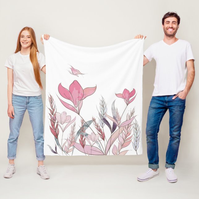 Vattenfärgblommor Fleecefilt (På plats)