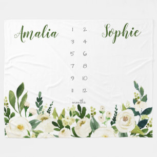 Vattenfärgblommor från Milstolpe flicka Fleecefilt