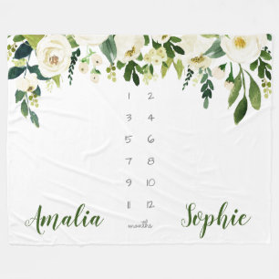 Vattenfärgblommor från Milstolpe flicka Fleecefilt