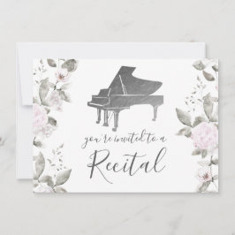 Vattenfärgblommor från piano inbjudningar