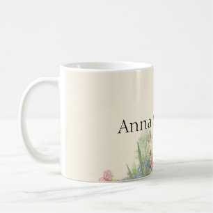 Vattenfärgblommor i vintage kaffemugg