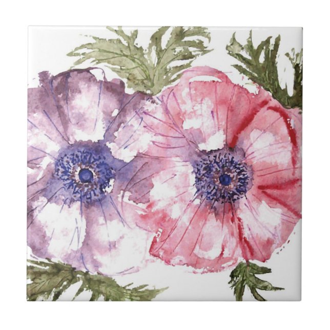 Vattenfärgblommor Kakelplatta (Framsidan)
