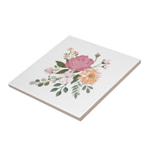 Vattenfärgblommor Kakelplatta