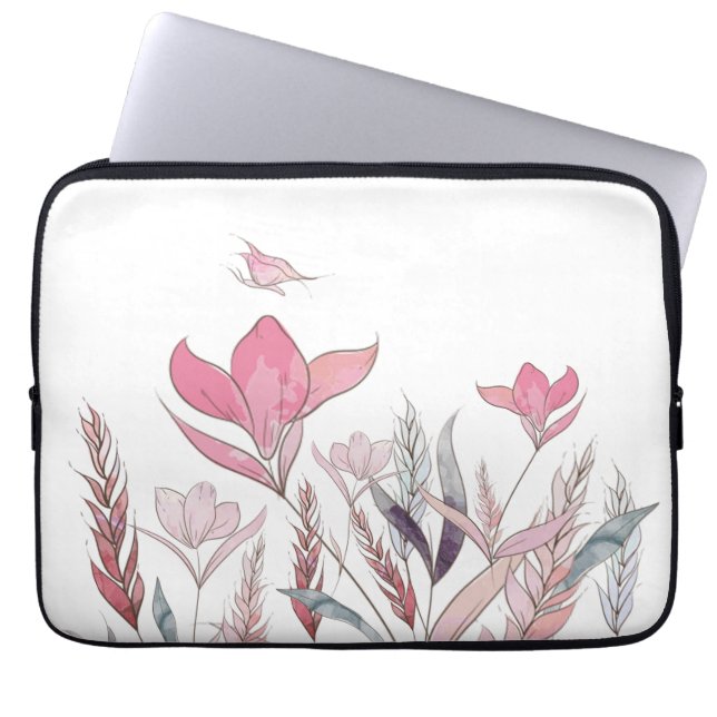 Vattenfärgblommor Laptop Fodral (Framsidan)