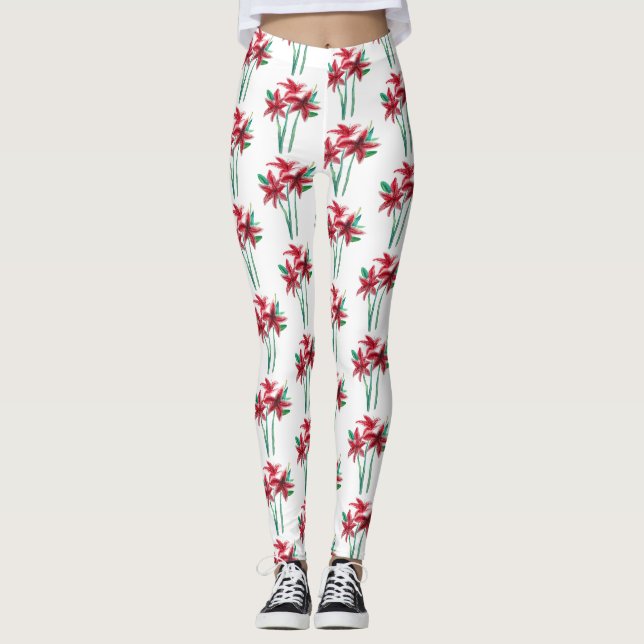 Vattenfärgblommor Leggings (Framsida)