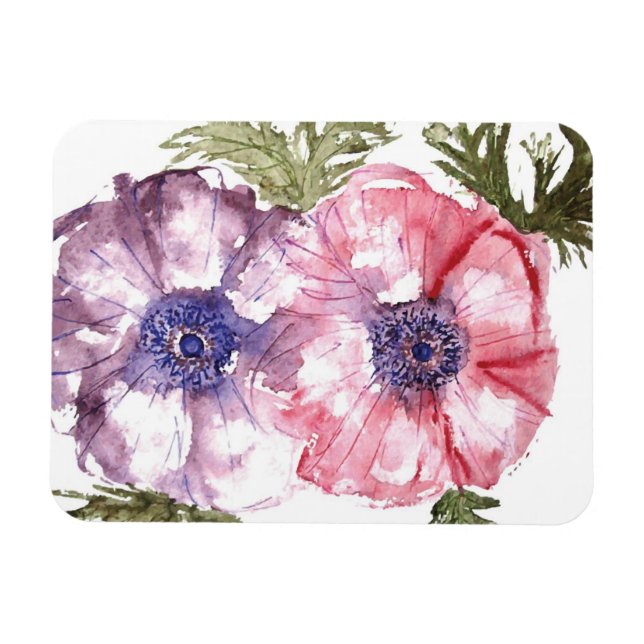 Vattenfärgblommor Magnet (Horisontell)
