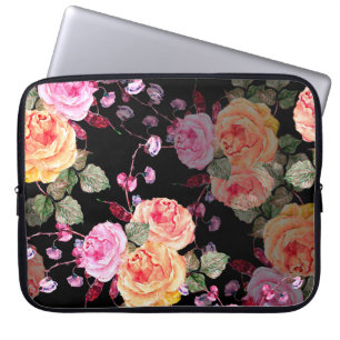 Vattenfärgblommor med blommor med harikot på laptop fodral