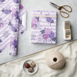 Vattenfärgblommor med rand presentpapper