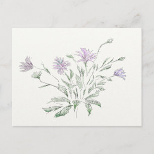 Vattenfärgblommor med vykort
