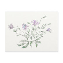 Vattenfärgblommor med vykort