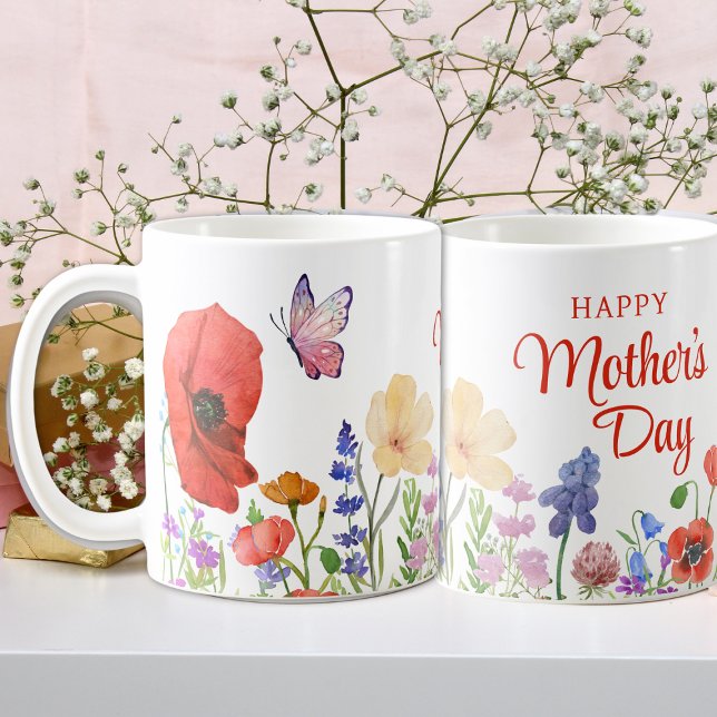 Vattenfärgblommor Mors dag kaffe mugg (Skapare uppladdad)