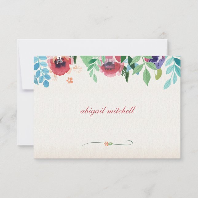 Vattenfärgblommor noterar kortet inbjudningar (Framsida)