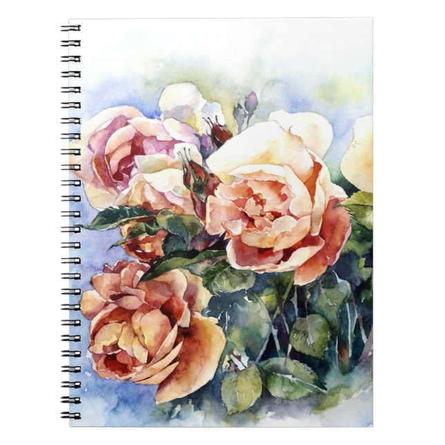 Vattenfärgblommor orange ro illustration fl anteckningsbok (Framsidan)