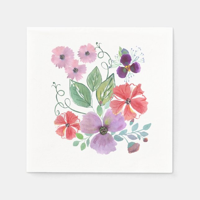 Vattenfärgblommor. Pappersservett (Framsidan)
