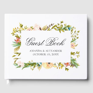 Vattenfärgblommor. Persika bröllop. Botaniskt Gästböcker