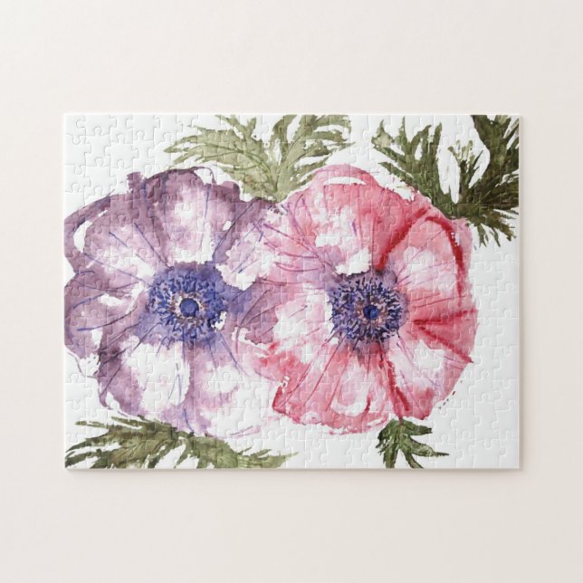 Vattenfärgblommor Pussel (Horisontell)