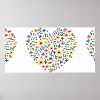 Vattenfärgblommor, sömlös mönster poster