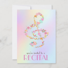 Vattenfärgblommor treble clef inbjudningar