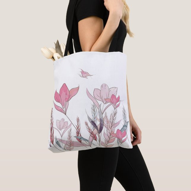 Vattenfärgblommor Tygkasse (Närbild)