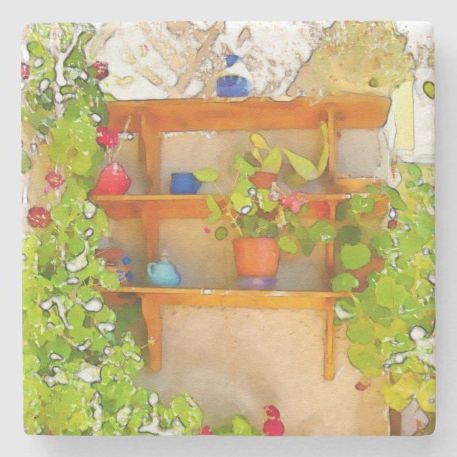 Vattenfärgblommor Underlägg Sten (Framsidan)