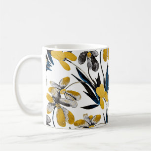 Vattenfärgblommor: vibrerande sommar mönster. kaffemugg