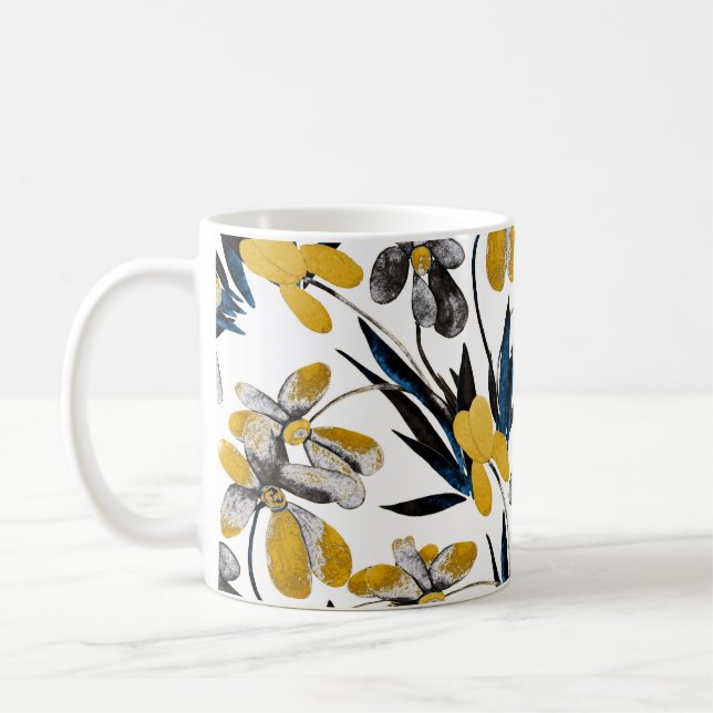 Vattenfärgblommor: vibrerande sommar mönster. kaffemugg (Vänster)