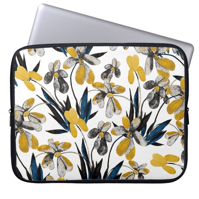 Vattenfärgblommor: vibrerande sommar mönster. laptop fodral (Framsidan)