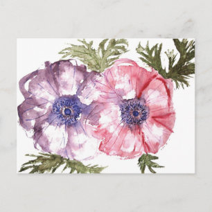 Vattenfärgblommor Vykort